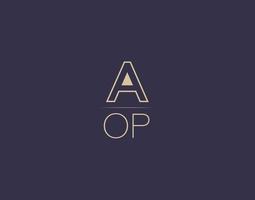 AOP letter logo design modern minimalist vector images