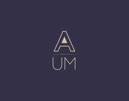 AUM letter logo design modern minimalist vector images