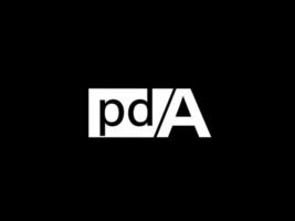 logotipo de pda y diseño gráfico de arte vectorial, iconos aislados en fondo negro vector