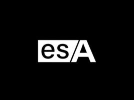 esa logotipo y diseño de gráficos de arte vectorial, iconos aislados en fondo negro vector