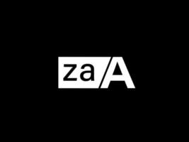 logotipo de zaa y arte vectorial de diseño gráfico, iconos aislados en fondo negro vector
