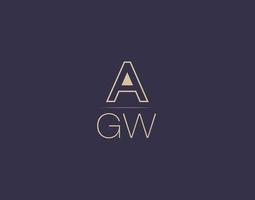 imágenes vectoriales minimalistas modernas de diseño de logotipo de letra agw vector