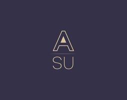 ASU letter logo design modern minimalist vector images