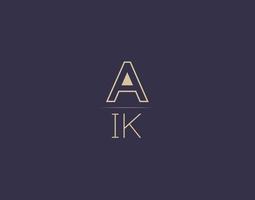 AIK letter logo design modern minimalist vector images