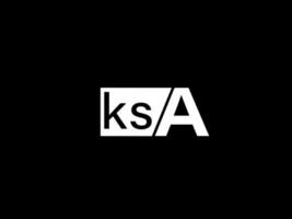 logotipo de ksa y diseño de gráficos de arte vectorial, iconos aislados en fondo negro vector