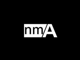 NMA Logo and Graphics design vector art, Icons isolated on black background