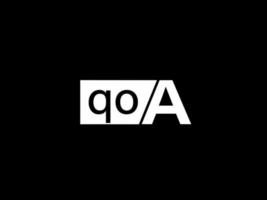 qoa logotipo y diseño gráfico arte vectorial, iconos aislados en fondo negro vector