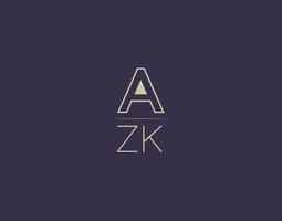 AZK letter logo design modern minimalist vector images