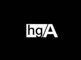 logotipo de hga y diseño gráfico de arte vectorial, iconos aislados en fondo negro vector