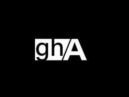 gha logo y diseño gráfico arte vectorial, iconos aislados en fondo negro vector