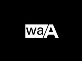 Waa logo y diseño de gráficos de arte vectorial, iconos aislados en fondo negro vector