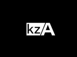 kza logotipo y diseño gráfico arte vectorial, iconos aislados en fondo negro vector