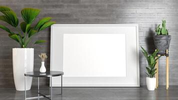 3D interior design minimal decorate with mockup photo frame