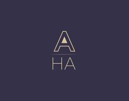 AHA letter logo design modern minimalist vector images