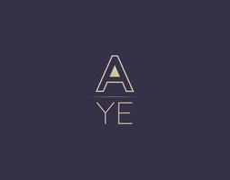 AYE letter logo design modern minimalist vector images