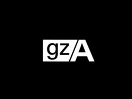 Gza logotipo y diseño de gráficos de arte vectorial, iconos aislados sobre fondo negro vector