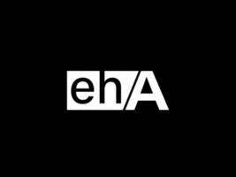 eha logotipo y diseño gráfico arte vectorial, iconos aislados en fondo negro vector