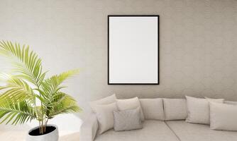 3D interoir design for living room and mockup frame photo