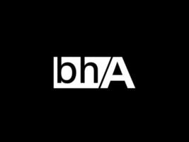 logotipo de bha y diseño gráfico de arte vectorial, iconos aislados en fondo negro vector