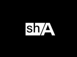 SHA Logo and Graphics design vector art, Icons isolated on black background
