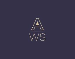 AWS letter logo design modern minimalist vector images