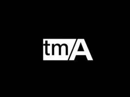 TMA Logo and Graphics design vector art, Icons isolated on black background
