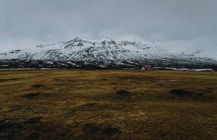 las montañas cubiertas de nieve en la temporada de invierno, este de islandia. foto