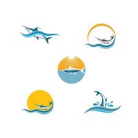 ilustración de logotipo de icono de pez marlin azul vector