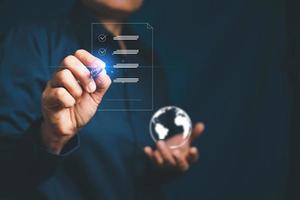 Online documentation database and process document electronic automation platform, IT staff working with Document Management System, DMS, Corporate business technology. Cognition on modern management. photo