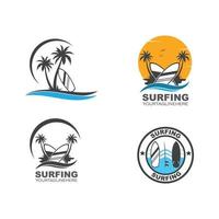 surfing icon logo vector illustration