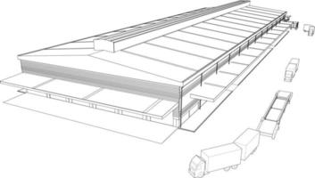 Ilustración 3D del proyecto de construcción vector