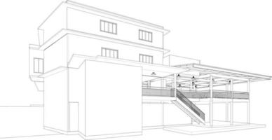 Ilustración 3D del proyecto de construcción vector