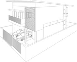 Ilustración 3D del proyecto de construcción vector