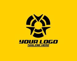 Abstract logo for business company. Corporate identity design element. Camera focus, frame epicenter, gun crosshair center logotype idea. Core, weapon target, goal concept. Colorful Vector icon