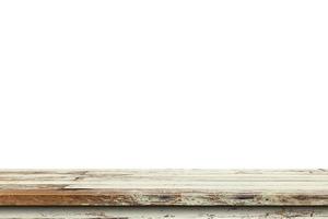 Empty old wood table on isolate white background and display montage with copy space for product. photo