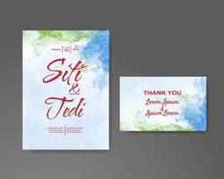 Wedding invitation with abstract watercolor background vector