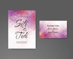 Wedding invitation with abstract watercolor background vector