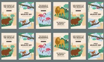 world wild life day social media stories vector flat design