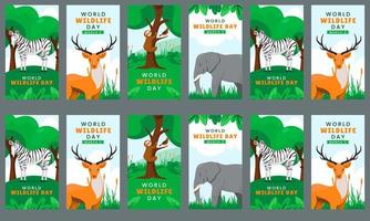 world wild life day social media stories vector flat design