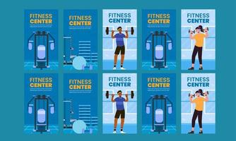 centro de fitness historias de redes sociales vector diseño