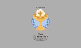 first communion banner template vector flat design