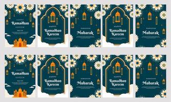 ramadan kareem historias de redes sociales vector diseño plano