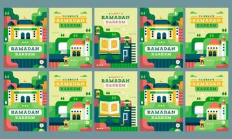 ramadan kareem celebration 2023 media social stories template design vector