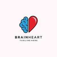 Heart and Brain Flat Logo Design, Vector Icon