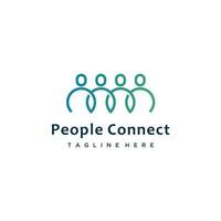 People connect line art logo design vector icon for teamwork, unity, friendship, dream team and family