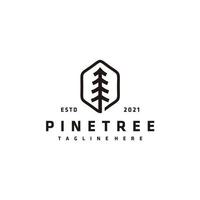 Pine trees forest vintage hipster line art minimalist logo design vector