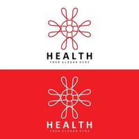 Healthcare Logo, Nursing And Wellness Design, Stethoscope Icon And Simple Line Vector Wave