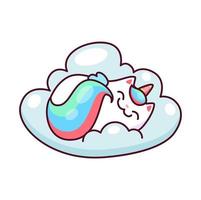 Caticorn sleeping and dreaming on cloud character vector