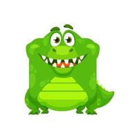 Cartoon kawaii square animal face, crocodile smile vector