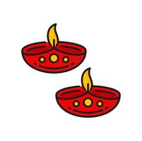 Burning diya lamp, Jainism religion icon. Diwali vector